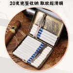 20支完整收納取放超滑順-麥克阿瑟古巴英雄海軍旗羅盤-復古雕刻隨身菸盒可裝8mm粗煙20支-防壓防潮金屬香菸收納盒