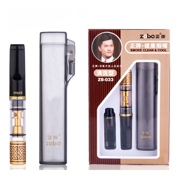 【金色/銀色】ZOBO正牌循環型雙重微孔過濾菸嘴|復古花紋底座|粗中細四用|機械增壓順吸低阻