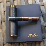 【典雅黑展示】ZOBO正牌檀木香菸濾嘴可視濾芯設計 附皮革收納套(粗中細一體三用・可循環清洗)禮盒裝