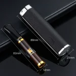 【產品尺寸】ZOBO正牌檀木香菸濾嘴可視濾芯設計 附皮革收納套(粗中細一體三用・可循環清洗)禮盒裝