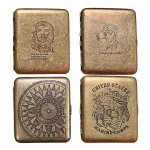 【麥克阿瑟古巴英雄海軍旗羅盤】復古雕刻隨身菸盒可裝8mm粗煙20支｜防壓防潮金屬香菸收納盒