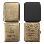 光面磨砂黑萬寶路傑克JackDaniels-復古雕刻隨身菸盒可裝8mm粗煙20支｜防壓防潮金屬香菸收納盒