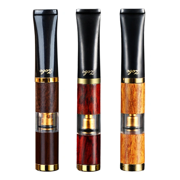 典雅黑硃砂紅花梨色-ZOBO正牌檀木香菸濾嘴可視濾芯設計附皮革收納套(粗中細一體三用・可循環清洗)禮盒裝