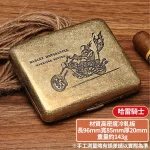 哈雷騎士-金屬青銅雕刻復古菸盒可裝8mm粗煙20支-抗壓防摔防潮隨身菸盒