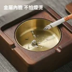 【方形/圓形】天然實木煙灰缸|帶蓋防飛灰防異味|不鏽鋼內膽隔熱阻燃