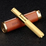 展示煙嘴與皮革收納套-ZOBO正牌鋅合金全金屬香煙濾嘴附質感皮革收納套[粗中細一體三用・可循環清洗]禮盒裝