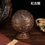 紅古龍-歐式復古浮雕飛龍金屬創意造型菸灰缸