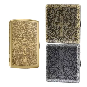 雙槍正品康斯坦丁銅製粗煙菸盒8mm(12支20支裝)防潮抗壓-經典雙槍圖案-金屬質感菸盒推薦