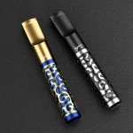 黑色_金色展示-ZOBO正牌鏤空全金屬香菸濾嘴一支附碳纖維收納套(粗中細一體三用・可循環清洗)禮盒裝